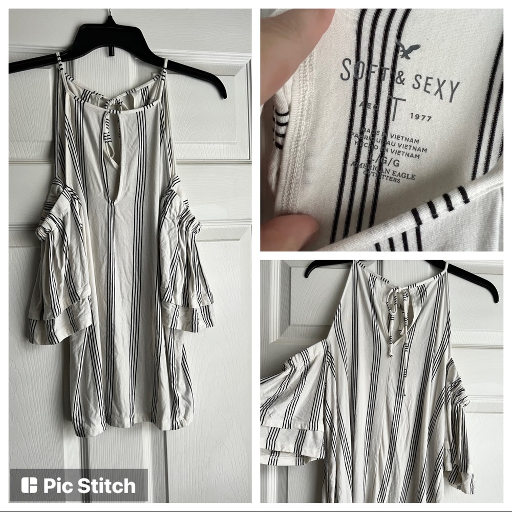 American Eagle Soft & Sexy Off The Shoulder Tee (Size L)